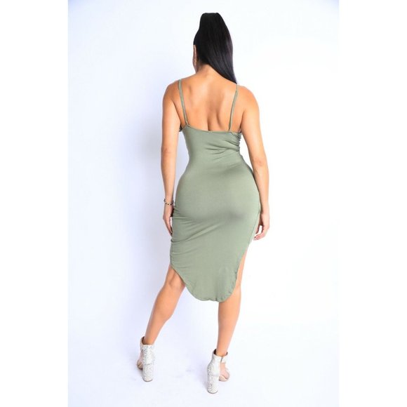 Women's Sexy Deep V Neck Spaghetti Strap High Low Party Mini Dress Clubwear - Picture 4 of 11